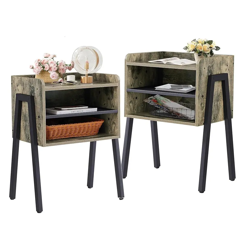 Nightstand Industrial Side End Table/Stackable Accent Furniture With 2-Tier Open Storage Compartments For Bedroom, Living Room
Nightstand Industrial Side End Table/Stackable Accent Furniture With 2-Tier Open Storage Compartments For Bedroom, Living Room