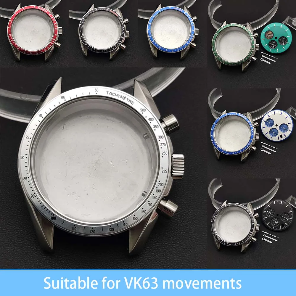 40mm silver case, suitable for VK63 movement, chronograph code 316L, stainless steel water-resistant case with bezel
40mm silver case, suitable for VK63 movement, chronograph code 316L, stainless steel water-resistant case with bezel