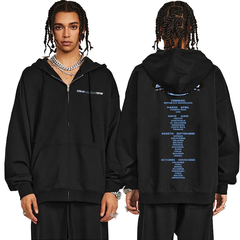 Rapper Rauw Alejandro Saturno World Tour Zipper Hoodie Men Hip Hop Oversized Zip Up Jacket Men's Fleece Cotton Zip Up Sweatshirt
Rapper Rauw Alejandro Saturno World Tour Zipper Hoodie Men Hip Hop Oversized Zip Up Jacket Men's Fleece Cotton Zip Up Sweatshirt
