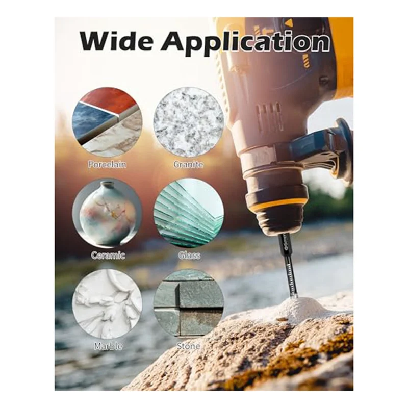 AEE6-10Pcs Dry Diamond Drill Bits Set,3/16In Hex Shanktile Core Drill Bit For Tile Granitemarble Stone Hard Materials
AEE6-10Pcs Dry Diamond Drill Bits Set,3/16In Hex Shanktile Core Drill Bit For Tile Granitemarble Stone Hard Materials