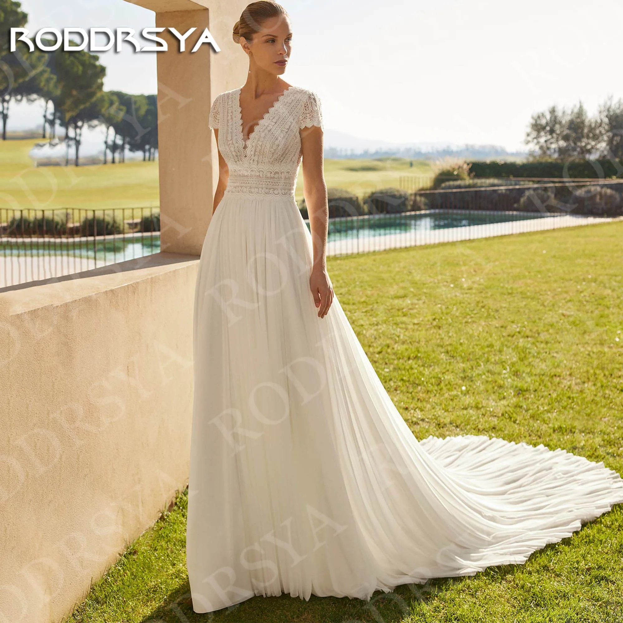 RODDRSYA Graceful Wedding Dresses A Line Chiffon Bridal Gowns Lace Short Sleeves V Neck Bride Dress Customized vestidos de novia
RODDRSYA Graceful Wedding Dresses A Line Chiffon Bridal Gowns Lace Short Sleeves V Neck Bride Dress Customized vestidos de novia