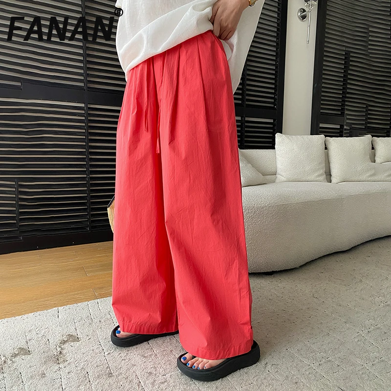 FANAN Red Minimalism Pants Women's Drawstring Design High Waist Wide Leg Trousers Korean Style Loose Clothing Summer New
FANAN Red Minimalism Pants Women's Drawstring Design High Waist Wide Leg Trousers Korean Style Loose Clothing Summer New
