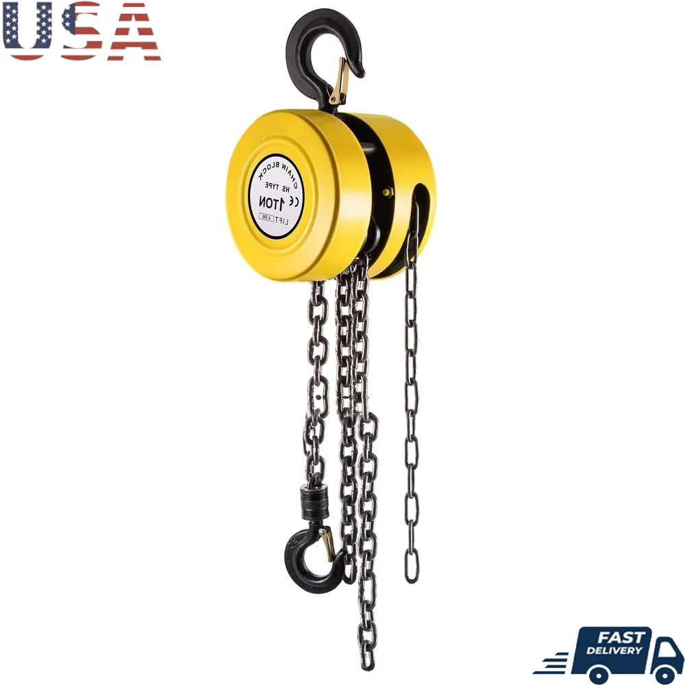 1 Ton Chain Hoist 2200 lbs Capacity Manual Hand Lift 15 ft Steel Construction Heavy Duty Hook Industrial Garage Warehouse Use
1 Ton Chain Hoist 2200 lbs Capacity Manual Hand Lift 15 ft Steel Construction Heavy Duty Hook Industrial Garage Warehouse Use