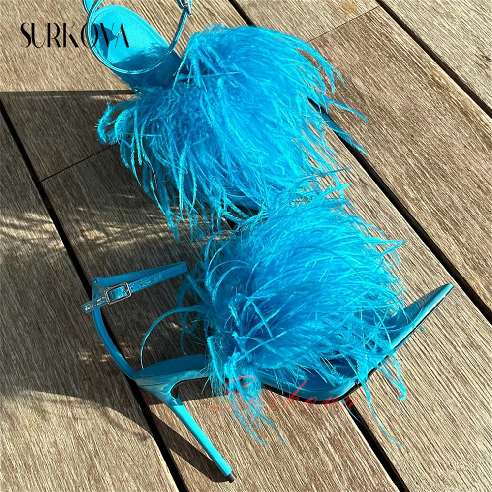 Fluffy Feather Open Toe Sandals Pure Color Pointed Toe Sexy High-Heeled Sandals for Women Fashion Thin Heels Sandals Dress Shoes
Fluffy Feather Open Toe Sandals Pure Color Pointed Toe Sexy High-Heeled Sandals for Women Fashion Thin Heels Sandals Dress Shoes