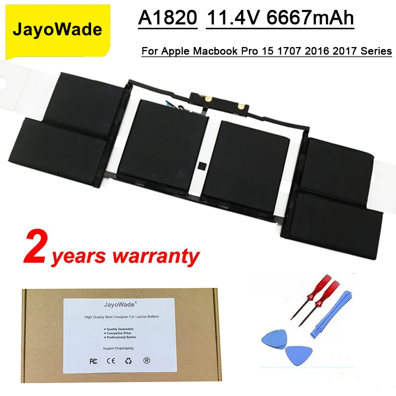 Аккумулятор JayoWade A1820 для APPLE MACBOOK PRO, 15 дюймов, A1707, 2016, 2017, 11,4 в, 6667 мАч
Аккумулятор JayoWade A1820 для APPLE MACBOOK PRO, 15 дюймов, A1707, 2016, 2017, 11,4 в, 6667 мАч