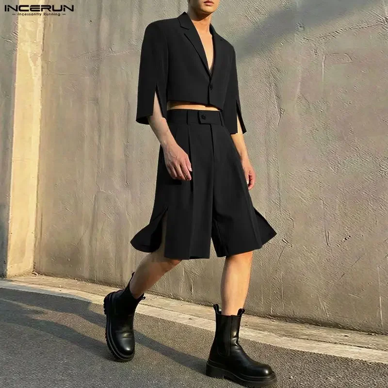 INCERUN Men Sets Solid Color Lapel 3/4 Sleeve Crop Blazer & Shorts Two Pieces Sets Streetwear 2026 Fashion Men's Casual Suits
INCERUN Men Sets Solid Color Lapel 3/4 Sleeve Crop Blazer & Shorts Two Pieces Sets Streetwear 2026 Fashion Men's Casual Suits
