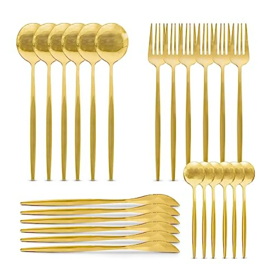 24-Piece Stainless Steel Cutlery Set, Fork, Spoon, Knife, Cutlery Set for 6 People, Suitable for E
24-Piece Stainless Steel Cutlery Set, Fork, Spoon, Knife, Cutlery Set for 6 People, Suitable for E