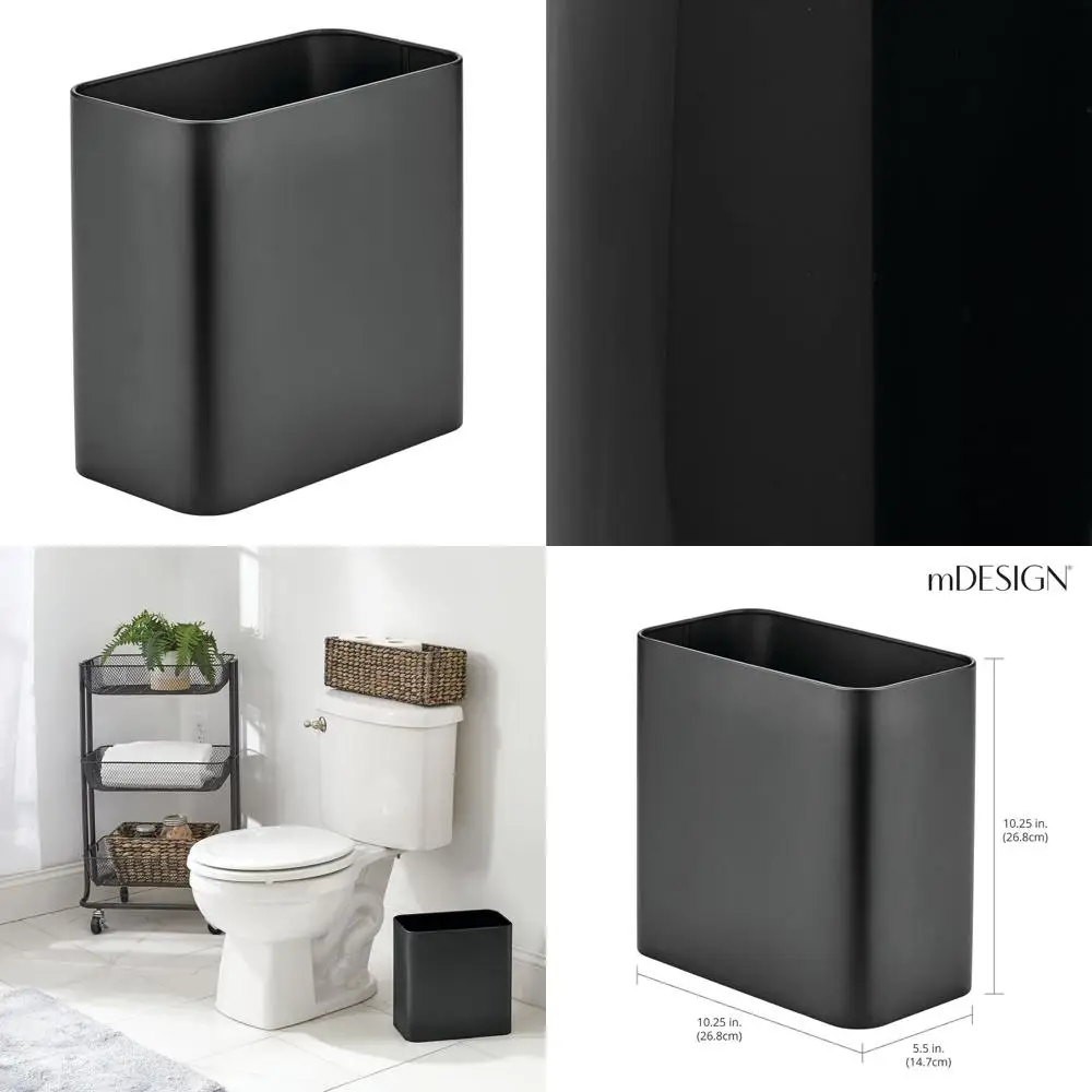 Компактное черное металлическое мусорное ведро для ванной комнаты объемом 9 л — коллекция Mirri
Компактное черное металлическое мусорное ведро для ванной комнаты объемом 9 л — коллекция Mirri