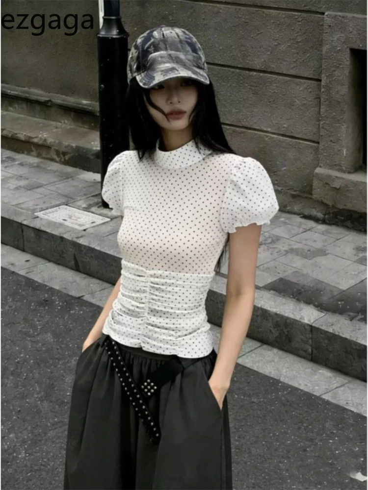 Ezgaga Sexy T Shirts Women Polka Dot Printed Puff Short Sleeve Spring Summer Fashion Slim Vintage Crop Tops Ladies Blouse
Ezgaga Sexy T Shirts Women Polka Dot Printed Puff Short Sleeve Spring Summer Fashion Slim Vintage Crop Tops Ladies Blouse
