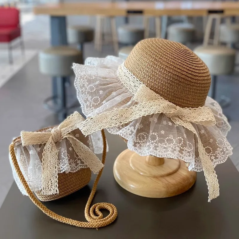 Summer Baby Girl Straw Hat Solid Color Lace Ruffle Kids Fisherman Cap Outdoor Beach Caps Sunshade Wide-brim Bucket Hats
Summer Baby Girl Straw Hat Solid Color Lace Ruffle Kids Fisherman Cap Outdoor Beach Caps Sunshade Wide-brim Bucket Hats