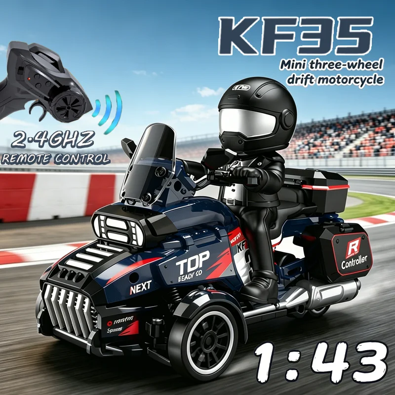 KF35 Mini 3-Wheel RC Car 1:43 Scale High Speed Drift Toys Car with LED Lights 2.4G Remote Control Off-Road Racing Gifts for Kids
KF35 Mini 3-Wheel RC Car 1:43 Scale High Speed Drift Toys Car with LED Lights 2.4G Remote Control Off-Road Racing Gifts for Kids