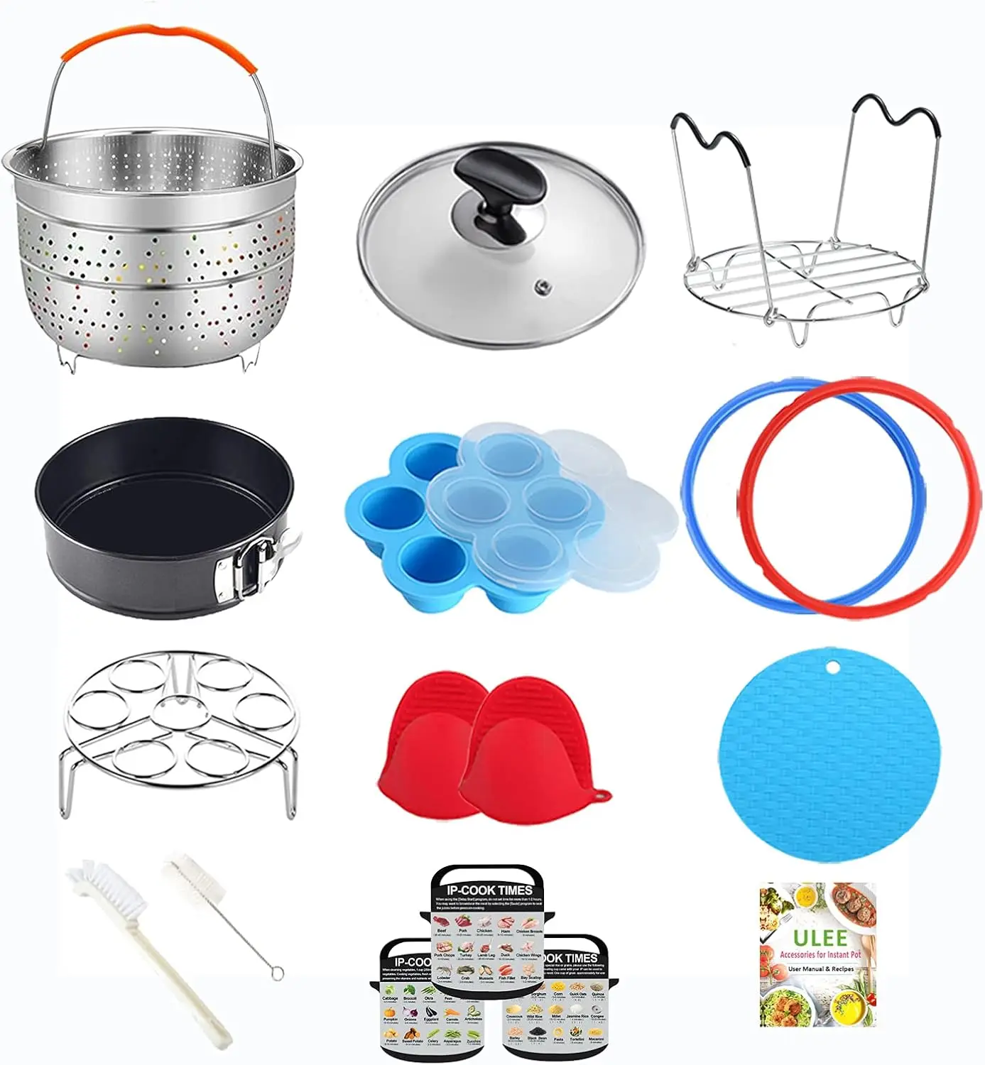8 Quart Pressure Cooker Accessories Set - Steamer Basket, Glass Lid, Egg Mold & More
8 Quart Pressure Cooker Accessories Set - Steamer Basket, Glass Lid, Egg Mold & More