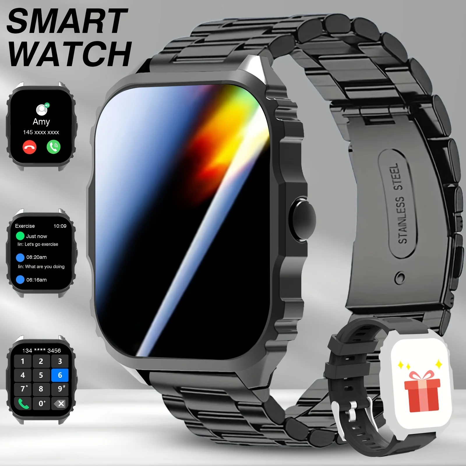 Stylish and Cool Smartwatch with Wireless Calling/dialing Function, Featuring Multiple Sports Modes, Weather Forecast, Music Control, Find Phone, Alarm Reminders, Do Not Disturb Mode, and More. The Top Choice for Birthday Gifts and Christmas Presents
Stylish and Cool Smartwatch with Wireless Calling/dialing Function, Featuring Multiple Sports Modes, Weather Forecast, Music Control, Find Phone, Alarm Reminders, Do Not Disturb Mode, and More. The Top Choice for Birthday Gifts and Christmas Presents