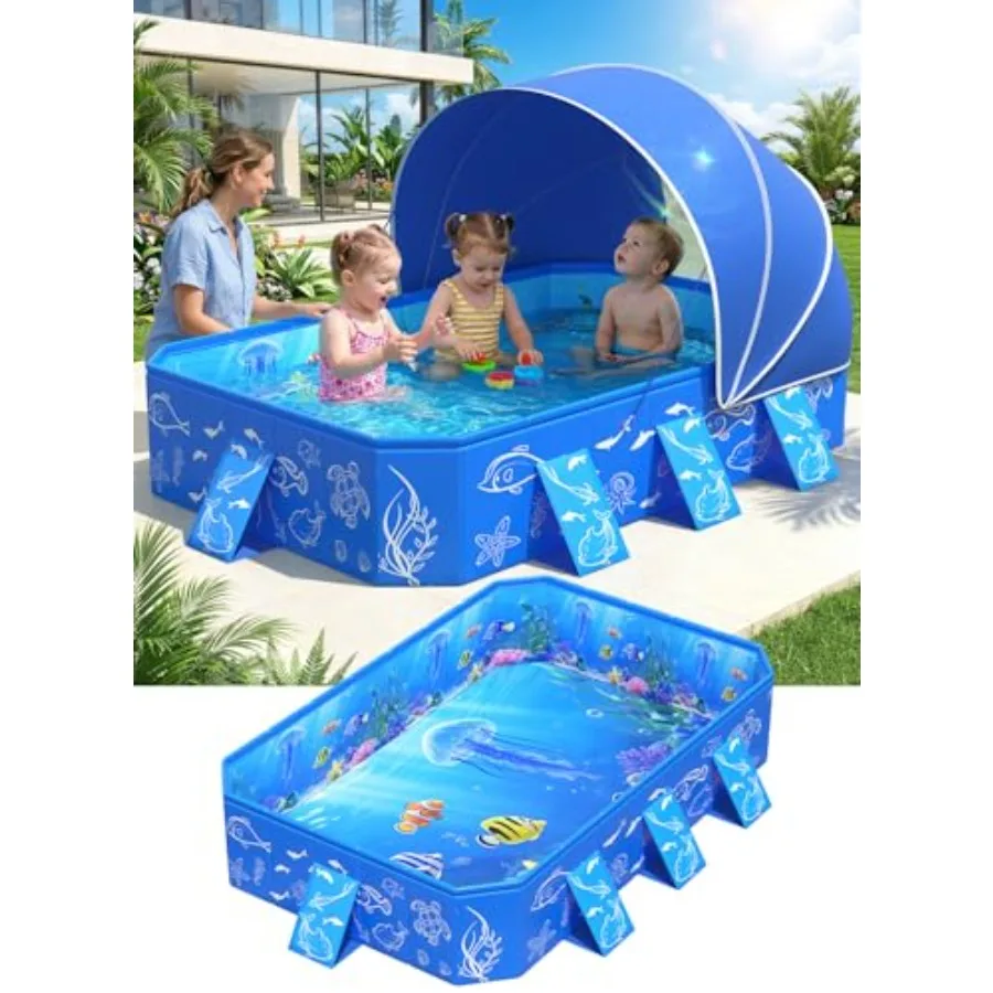 Kiddie Pool with Canopy, Baby Swimming Pool for Toddler, Non-Inflatable Portable Pool for Kid, Foldable Toddler Pool with Shade
Kiddie Pool with Canopy, Baby Swimming Pool for Toddler, Non-Inflatable Portable Pool for Kid, Foldable Toddler Pool with Shade