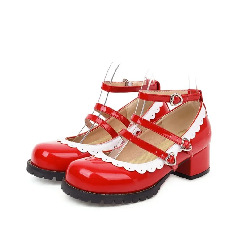 Heels Women Shoes Patent Leather Sweet Fashion Ankle Buckle Strap Big Size 46 Girls Platform Heels Lolita Mary Jane Shoes T518-1
Heels Women Shoes Patent Leather Sweet Fashion Ankle Buckle Strap Big Size 46 Girls Platform Heels Lolita Mary Jane Shoes T518-1