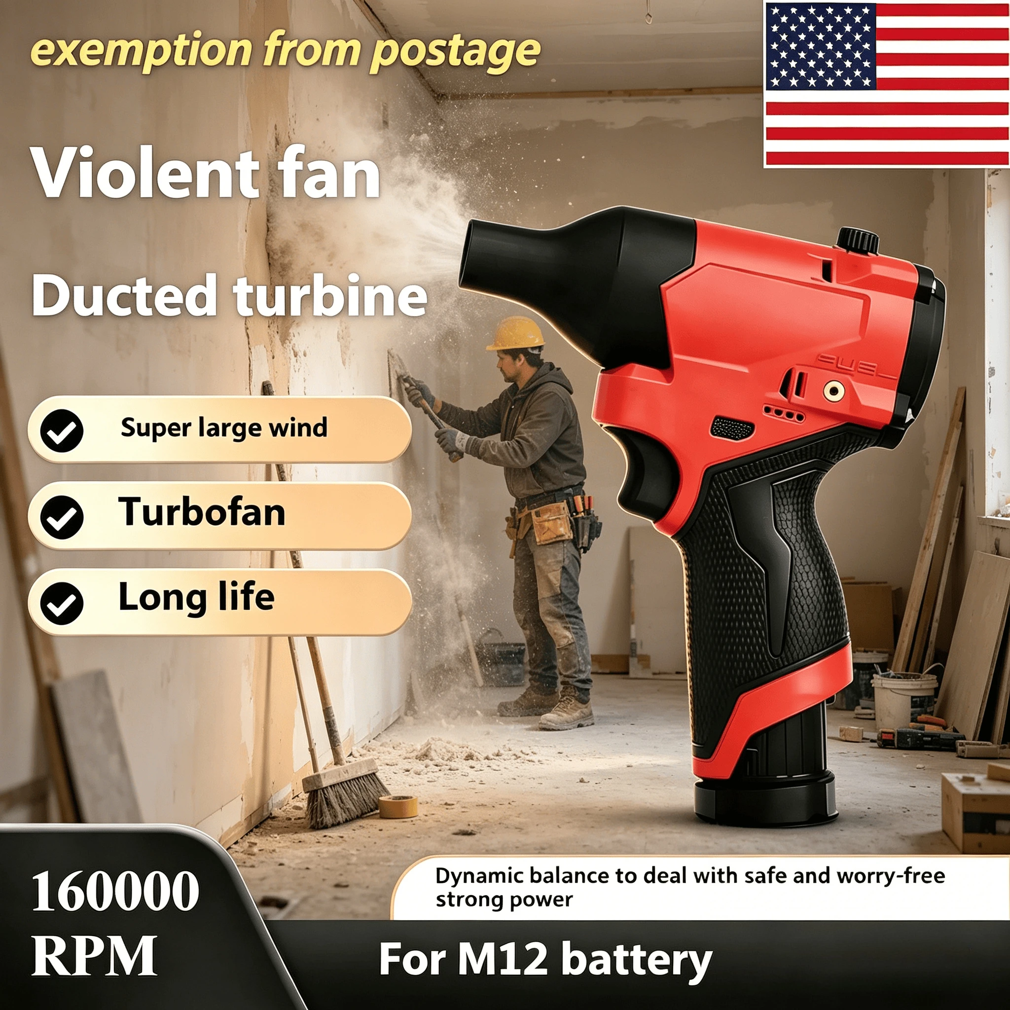 Industrial workshop dust cleaner: For Milwaukee M12 high-speed turbo jet brushless electric blower, high-speed portable air dust
Industrial workshop dust cleaner: For Milwaukee M12 high-speed turbo jet brushless electric blower, high-speed portable air dust