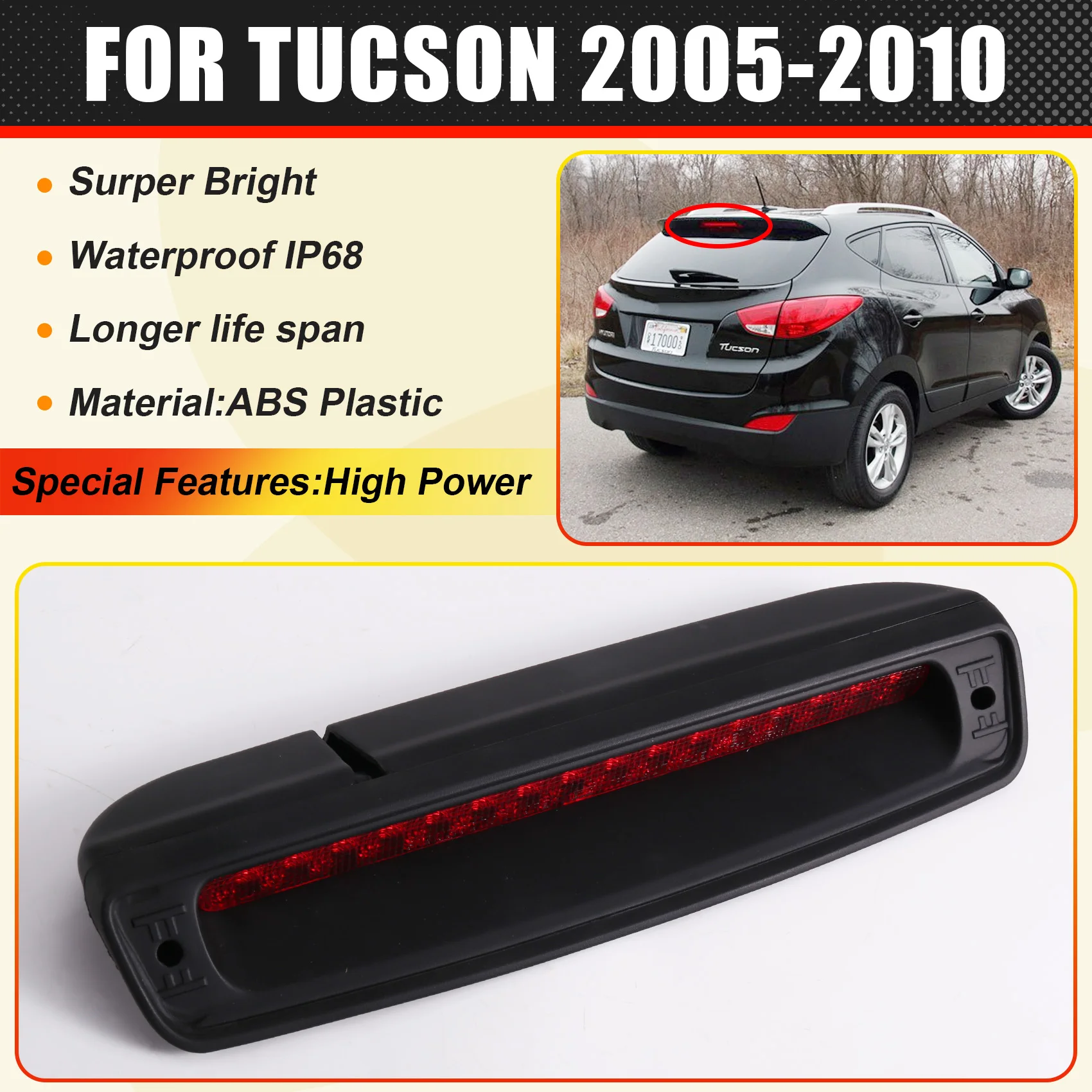Classy-New Third High Mount Stop Lamp Assembly Brake Light 927002E000 92700-2E000 For Tucson 2005-2010
Classy-New Third High Mount Stop Lamp Assembly Brake Light 927002E000 92700-2E000 For Tucson 2005-2010