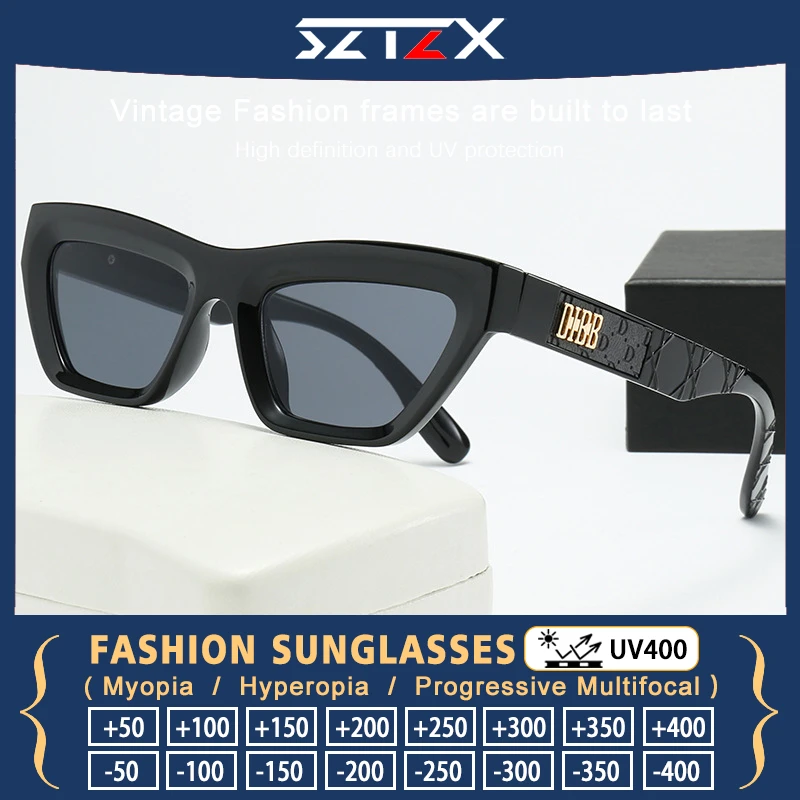 SZTZX Women Geometric Cat Eye Customized RX Sunglasses UV400 Protection Reading Prescription Gradient Lenses Optical Sun Glasses
SZTZX Women Geometric Cat Eye Customized RX Sunglasses UV400 Protection Reading Prescription Gradient Lenses Optical Sun Glasses