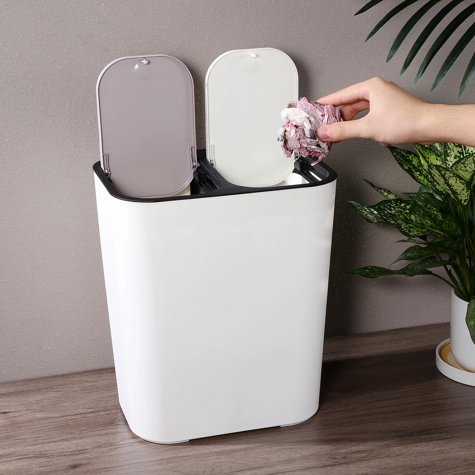 Dry Wet Separation Trash Can 15L White Plastic Garbage Container Kitchen Waste Bin Home Wastebasket Modern Stylish Household
Dry Wet Separation Trash Can 15L White Plastic Garbage Container Kitchen Waste Bin Home Wastebasket Modern Stylish Household