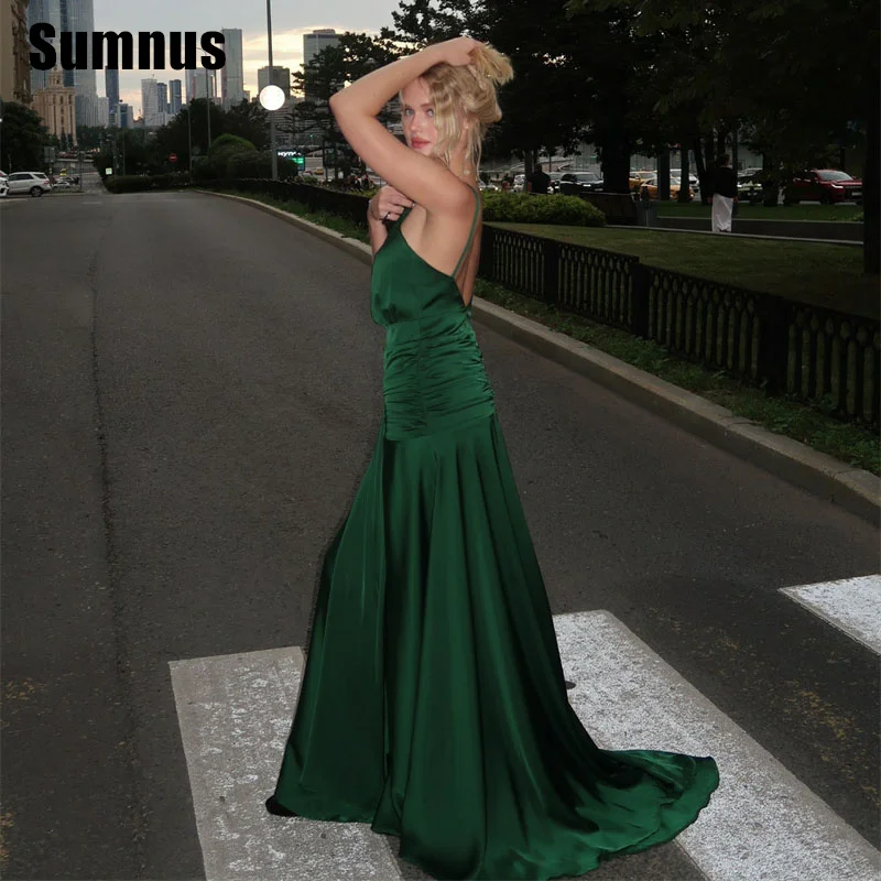 Sumnus Elegant Mermaid Prom Gowns Backless Spaghetti Strap Sleeveless Floor Length Party Dress فساتين سهرة Customized
Sumnus Elegant Mermaid Prom Gowns Backless Spaghetti Strap Sleeveless Floor Length Party Dress فساتين سهرة Customized