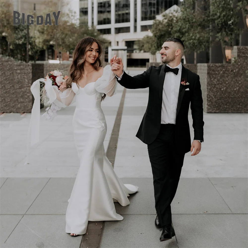 Classic Sweetheart Mermaid Wedding Dress Long Sleeve Off The Shoulder Backless Satin Bridal Gown Vestido De Noiva Customized
Classic Sweetheart Mermaid Wedding Dress Long Sleeve Off The Shoulder Backless Satin Bridal Gown Vestido De Noiva Customized