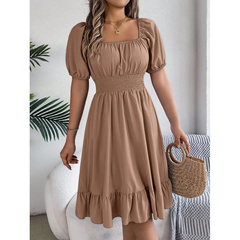 2026 Spring and Summer Casual Square Neck Short Sleeve Waist Lotus Leaf Edge A-shaped Skirt
2026 Spring and Summer Casual Square Neck Short Sleeve Waist Lotus Leaf Edge A-shaped Skirt