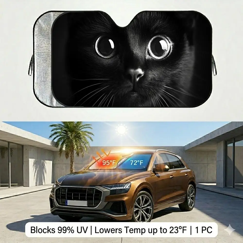 Cool Black Cat Eyes Reusable Double-Sided Windshield Sun Visor UV Block Portable Heat Shield Cover
Cool Black Cat Eyes Reusable Double-Sided Windshield Sun Visor UV Block Portable Heat Shield Cover