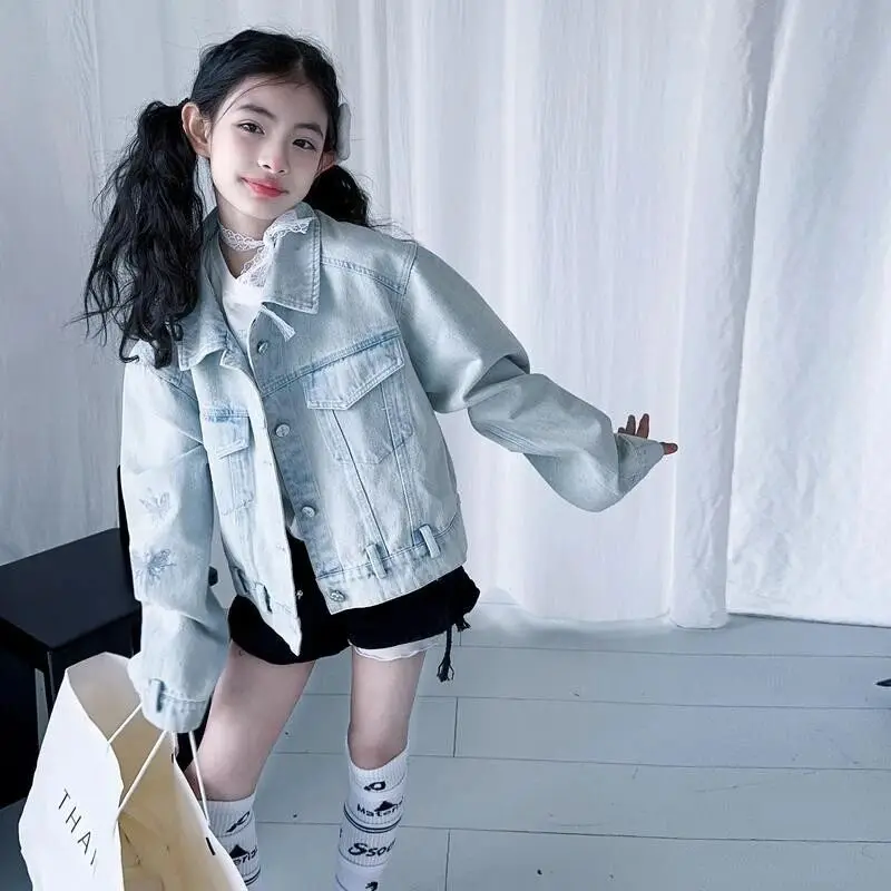Teenage Girl Denim Jacket Spring and Autumn New Children's Casual Korean Butterfly Coat 120-170cm
Teenage Girl Denim Jacket Spring and Autumn New Children's Casual Korean Butterfly Coat 120-170cm