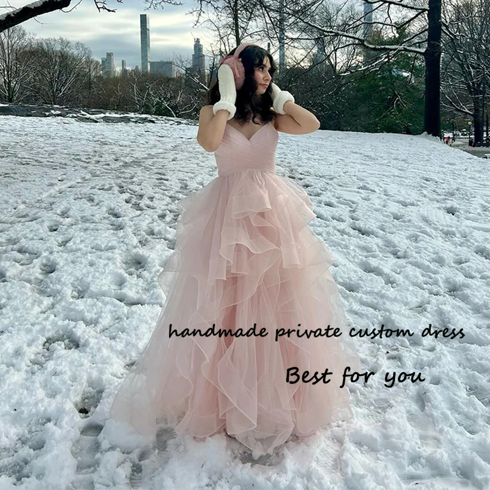 Baby Pink Tulle Evening Dresses for Women V Neck A Line Princess Prom Dress Spaghetti Straps Homecoming Graduation Gowns
Baby Pink Tulle Evening Dresses for Women V Neck A Line Princess Prom Dress Spaghetti Straps Homecoming Graduation Gowns