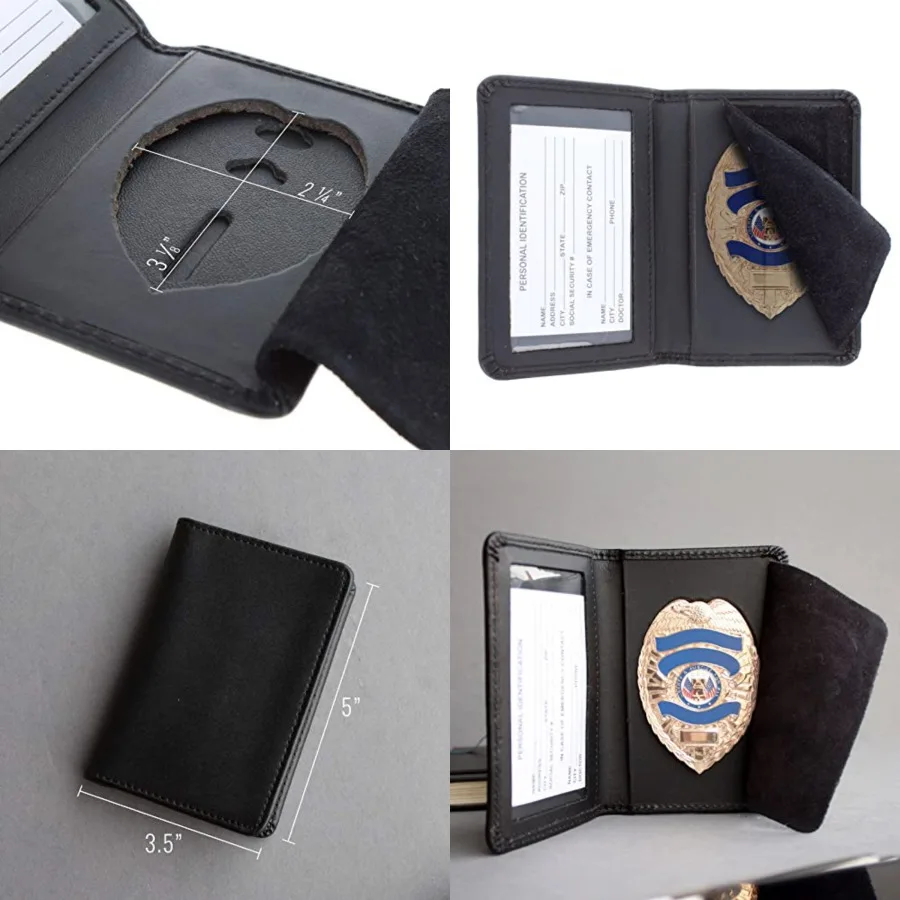 Genuine Leather Unisex Law Enforcement Badge Holder Wallet Case - Shield, Black
Genuine Leather Unisex Law Enforcement Badge Holder Wallet Case - Shield, Black
