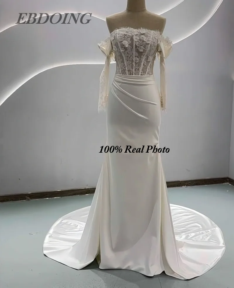 EBDOING Wedding Dress Mermaid Satin Boat Neck Neckline Detachable Sleeves With Bows Customized Bride Gown
EBDOING Wedding Dress Mermaid Satin Boat Neck Neckline Detachable Sleeves With Bows Customized Bride Gown