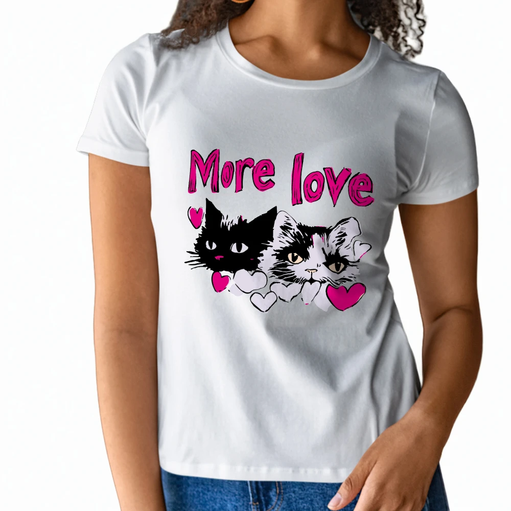 Очаровательная женская футболка с коротким рукавом More Love Design с очаровательными кошками и графикой в виде сердца идеально подходит для милого летнего стиля
Очаровательная женская футболка с коротким рукавом More Love Design с очаровательными кошками и графикой в виде сердца идеально подходит для милого летнего стиля