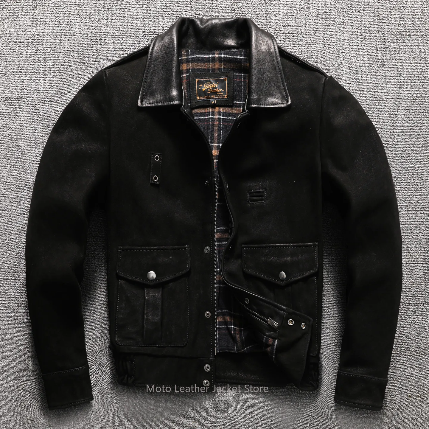 Men's Black Matte First Layer Cowhide Genuine Leather Jacket California Highway Patrol Style Slim Short Flight Coat Fall Winter
Men's Black Matte First Layer Cowhide Genuine Leather Jacket California Highway Patrol Style Slim Short Flight Coat Fall Winter