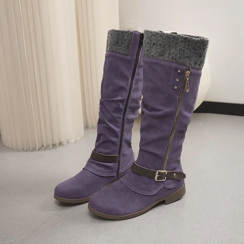 Womens Autumn Winter Knee Boots Luxury Belt Buckle Decoration Boots Comfortable Flat Bottom Side Zipper Punk Style Boots Size43
Womens Autumn Winter Knee Boots Luxury Belt Buckle Decoration Boots Comfortable Flat Bottom Side Zipper Punk Style Boots Size43