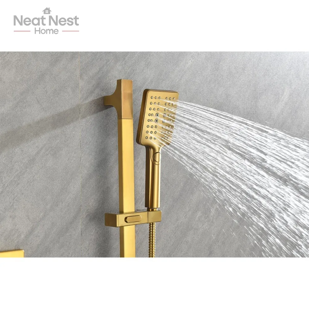 Shower System with Shower Head, Hand Shower, Slide Bar, Bodysprays, Shower Arm, Hose, Valve Trim, and Lever Handles,Wall-Mounted
Shower System with Shower Head, Hand Shower, Slide Bar, Bodysprays, Shower Arm, Hose, Valve Trim, and Lever Handles,Wall-Mounted