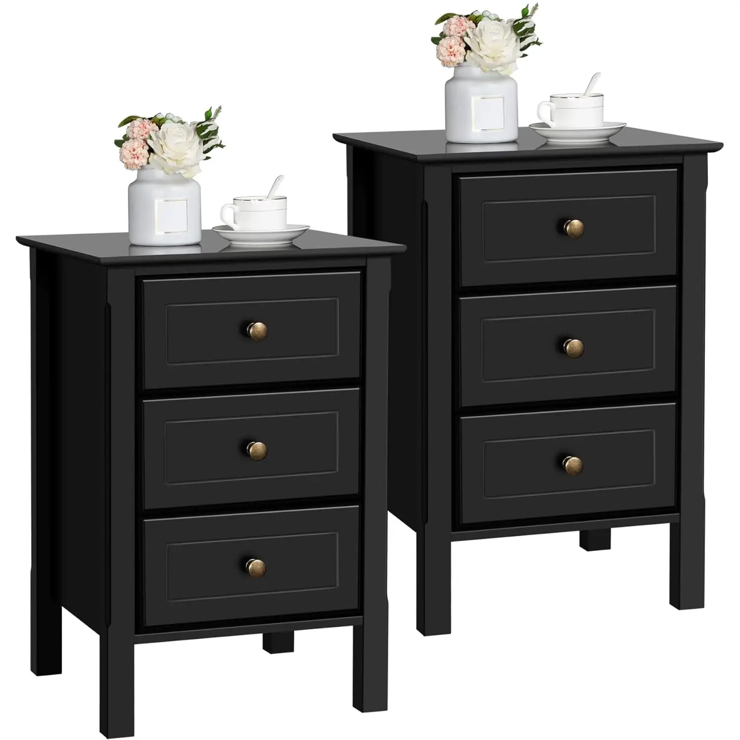3-Drawer Nightstand Set Solid Wood Legs Bedroom Storage Cabinet Easy Assembly Black, Customized
3-Drawer Nightstand Set Solid Wood Legs Bedroom Storage Cabinet Easy Assembly Black, Customized