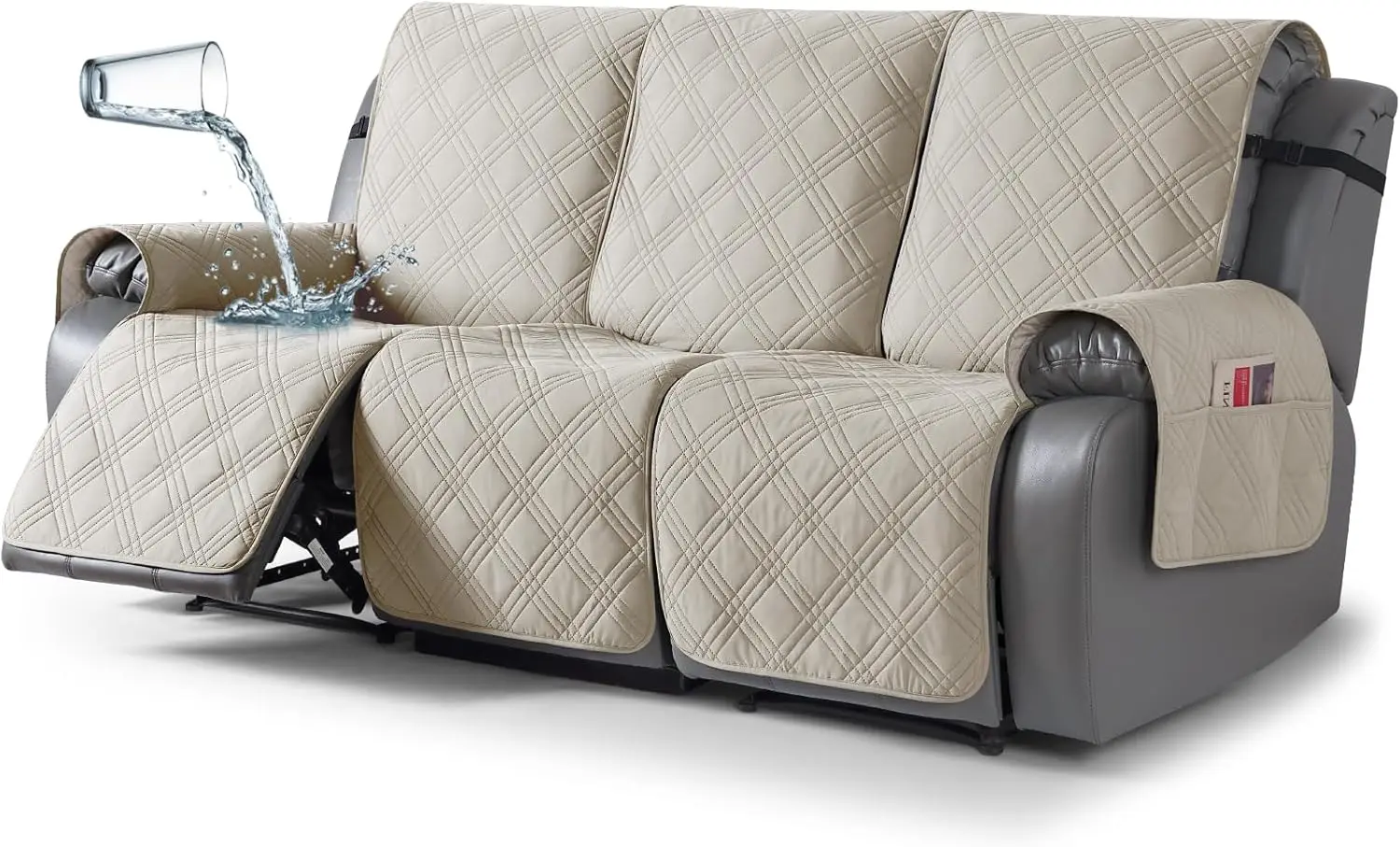 Waterproof Recliner Sofa Covers for 3 Seater Split Couch with Straps, Non Slip Furniture Protector for Kids and Pets in Cream
Waterproof Recliner Sofa Covers for 3 Seater Split Couch with Straps, Non Slip Furniture Protector for Kids and Pets in Cream