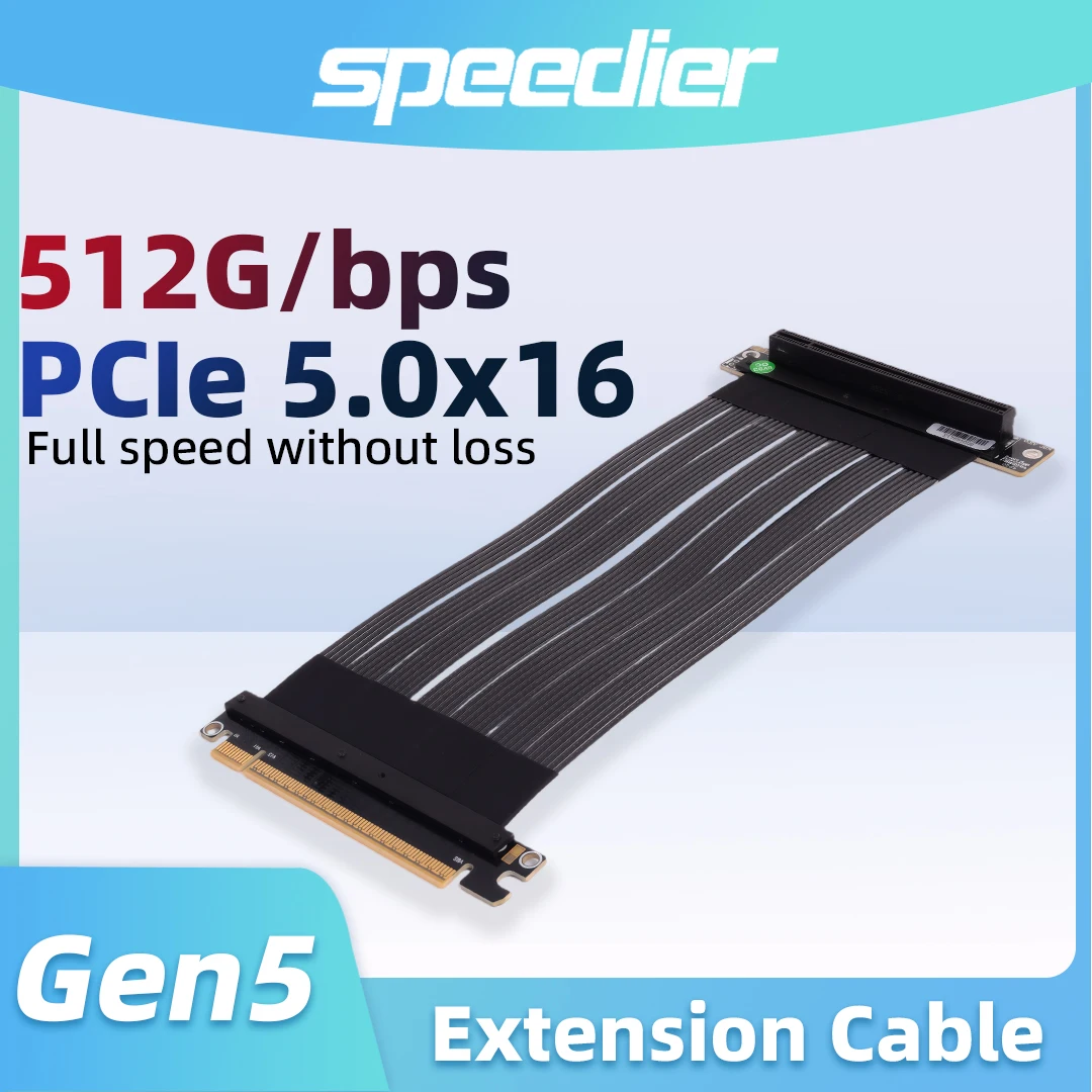 90 180 degree PCIE 5.0 x16 GPU Extension Riser Cable Gen5 512Gbps for NVIDIA RTX50 AMD RX90 PC Cases Servers ITX Builds 5~100cm
90 180 degree PCIE 5.0 x16 GPU Extension Riser Cable Gen5 512Gbps for NVIDIA RTX50 AMD RX90 PC Cases Servers ITX Builds 5~100cm