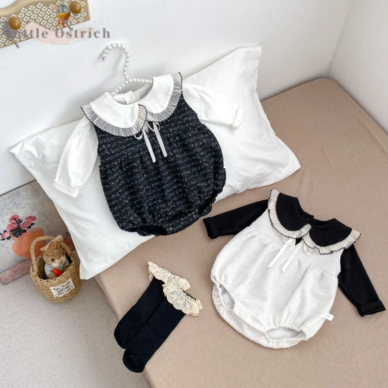 Newborn Baby Girl Cotton Lace Ruffle Shirt+Sleeveless Bow Romper Infant Toddler Fashion 2PCS Set Spring Autumn Baby Clothes3-18M
Newborn Baby Girl Cotton Lace Ruffle Shirt+Sleeveless Bow Romper Infant Toddler Fashion 2PCS Set Spring Autumn Baby Clothes3-18M