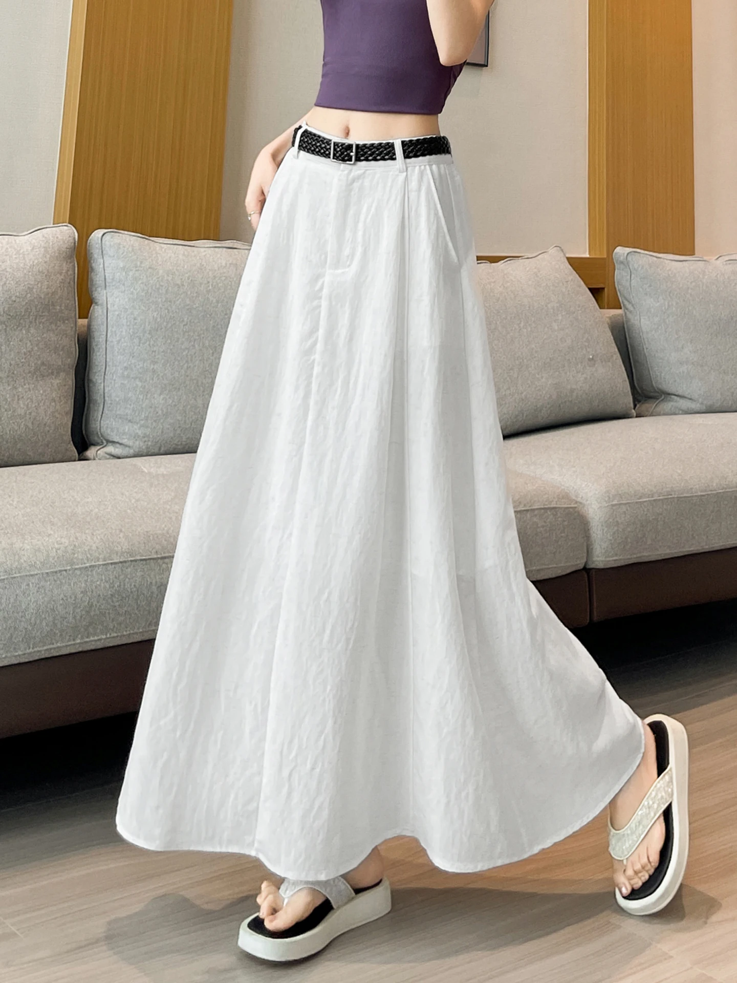 White Cotton Linen Ice Silk A-Line Skirt High Waist Slimming Drapey Half-length Business Style Women's Summer Skirts
White Cotton Linen Ice Silk A-Line Skirt High Waist Slimming Drapey Half-length Business Style Women's Summer Skirts
