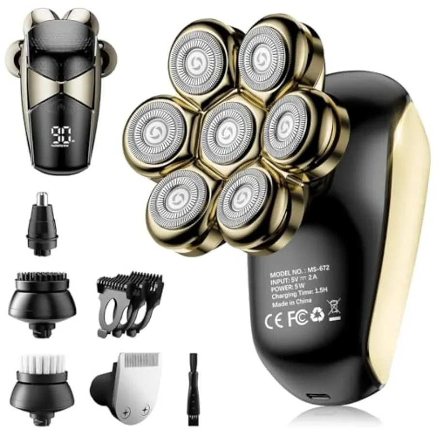 Head Shavers for Bald Men: 5-in-1 Electric Razor - IPX7 Waterproof Shaving Grooming Kit for Balder - Turbo Speed and Precision
Head Shavers for Bald Men: 5-in-1 Electric Razor - IPX7 Waterproof Shaving Grooming Kit for Balder - Turbo Speed and Precision