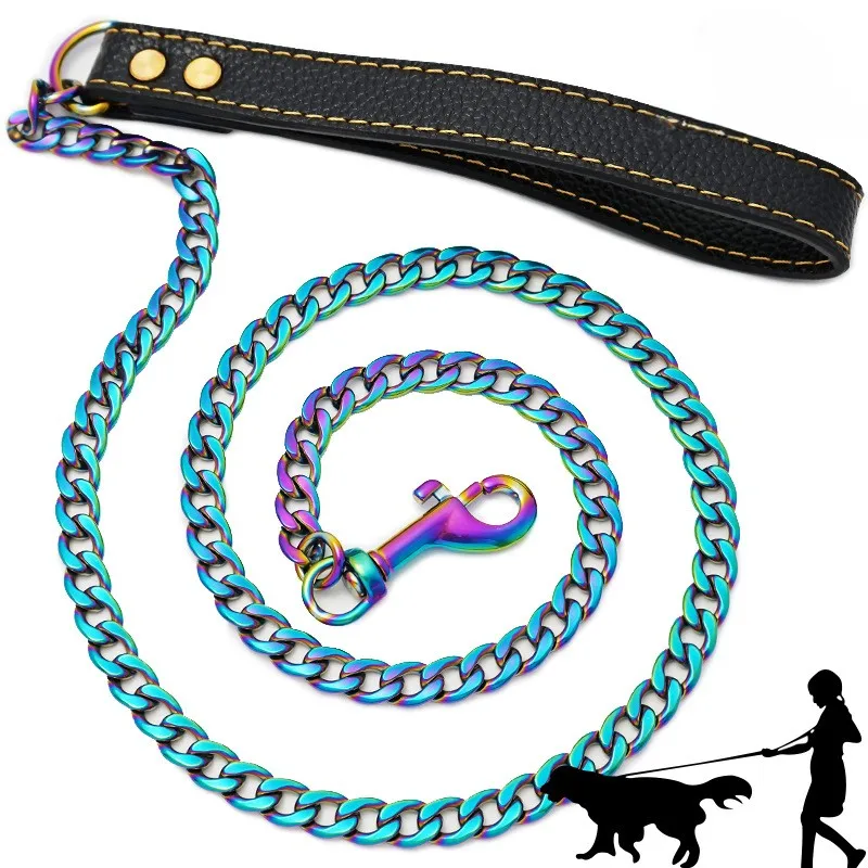 Large Dog Leash chain Stainless steel Big Dog Lead Comfortable leather handle traction rope Metal chain Large Dog Leashes Lead
Large Dog Leash chain Stainless steel Big Dog Lead Comfortable leather handle traction rope Metal chain Large Dog Leashes Lead