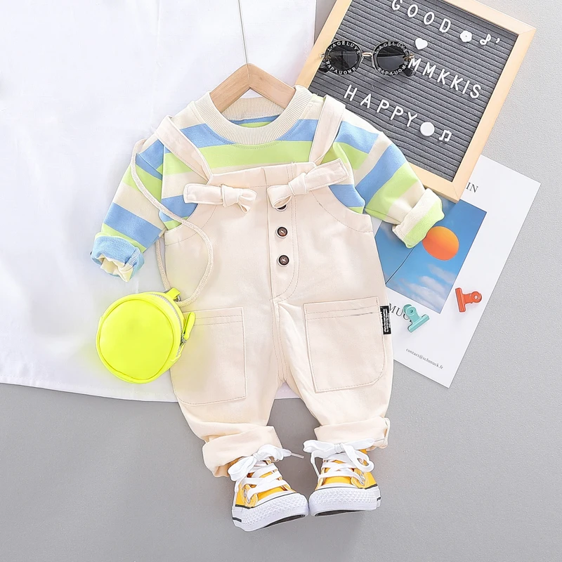 Spring Girls Boys Clothing Sets Toddler Infant Clothes Kids Long Sleeve Sripe T Shirt Overalls 2 Pieces Suit Children Outfits
Spring Girls Boys Clothing Sets Toddler Infant Clothes Kids Long Sleeve Sripe T Shirt Overalls 2 Pieces Suit Children Outfits