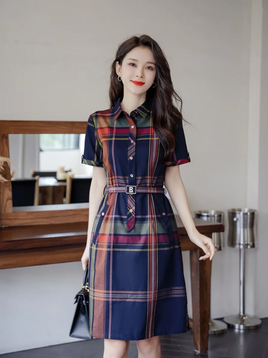 British Style A-Line Dress Collar Short Sleeve Women's New Luxury Plaid Waist-Cinching Versatile Summer Dress
British Style A-Line Dress Collar Short Sleeve Women's New Luxury Plaid Waist-Cinching Versatile Summer Dress