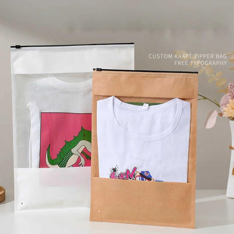 50pcs Thickened Kraft Paper Zipper Bag Brown White Clothing Store Packaging Bags Transparent Window Zip Lock Bag Custom Logo
50pcs Thickened Kraft Paper Zipper Bag Brown White Clothing Store Packaging Bags Transparent Window Zip Lock Bag Custom Logo