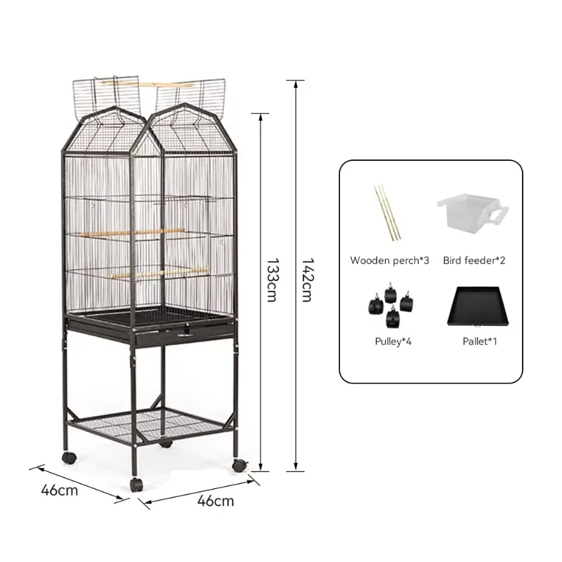 Iron Wire Birdhouse With Tray Feeders Wheels Parrot Bird Cage Breeding Cage Starling Large Ornamental Villa
Iron Wire Birdhouse With Tray Feeders Wheels Parrot Bird Cage Breeding Cage Starling Large Ornamental Villa