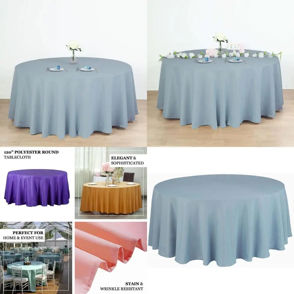 Круглые скатерти, 5 шт., 120 дюймов, устойчивые к пятнам и морщинам, моющаяся полиэфирная ткань, декоративные покрытия для мероприятий