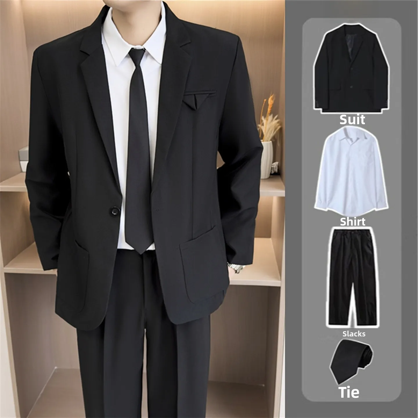 Busin Formal Men's Bla Suit Set Casual Trendy Adult Ceremony Clothes Stand Fit Polyester Fiber Breathable Daily Wear
Busin Formal Men's Bla Suit Set Casual Trendy Adult Ceremony Clothes Stand Fit Polyester Fiber Breathable Daily Wear