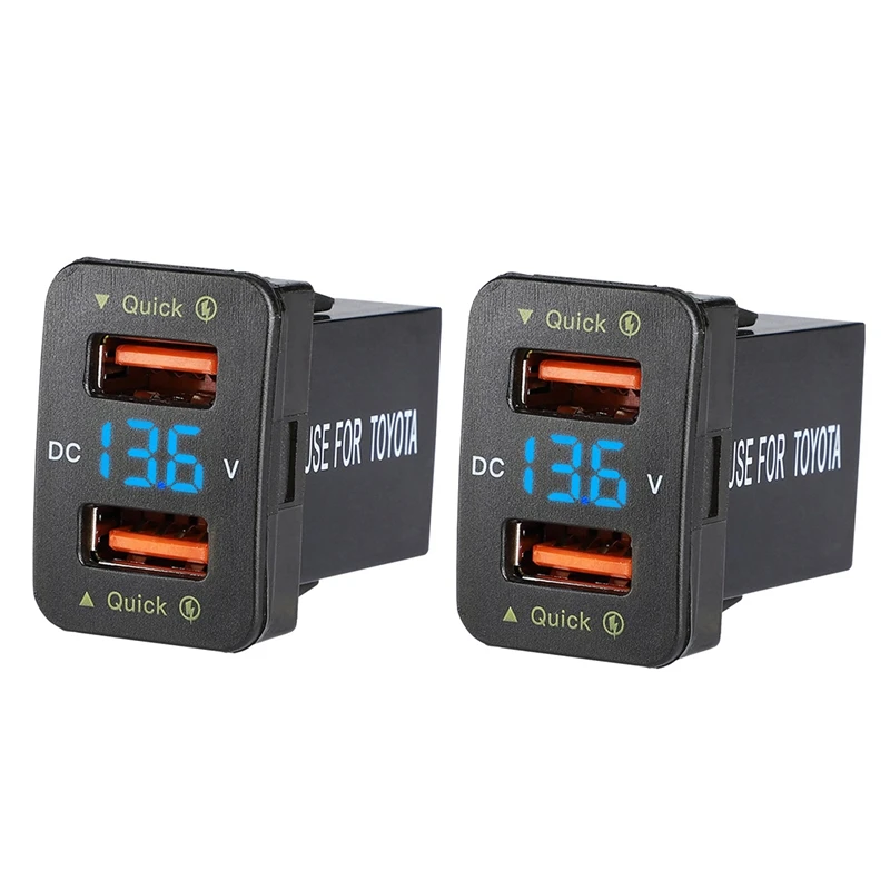 2X 36W Fast Car Charger QC3.0 Dual USB Fast Charger With Blue Voltage Waterproof Mobile Phone Charger For Toyota
2X 36W Fast Car Charger QC3.0 Dual USB Fast Charger With Blue Voltage Waterproof Mobile Phone Charger For Toyota