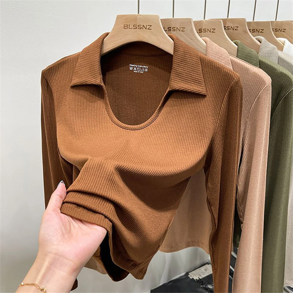 Long Sleeve V-neck T-shirts Women Autumn Winter Solid Color Slim Fit Base Shirt Thin Knitted Pullover Tops Short Sweaters
Long Sleeve V-neck T-shirts Women Autumn Winter Solid Color Slim Fit Base Shirt Thin Knitted Pullover Tops Short Sweaters